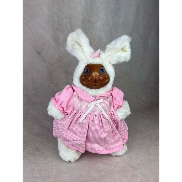 1992 Robert Raikes Bears Easter Bunny Rabbit Doll PAULETTE Wooden Face 13" - Picture 1 of 8